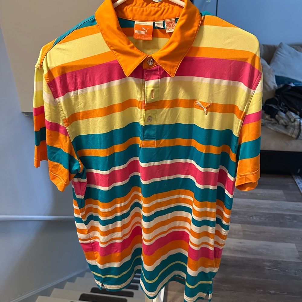 Puma Men's Multicolor Striped Polo Shirt